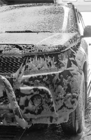 car at car wash shampoosの写真素材