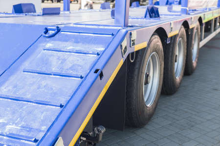 trailer for transportation of large-sized machinery. Back view