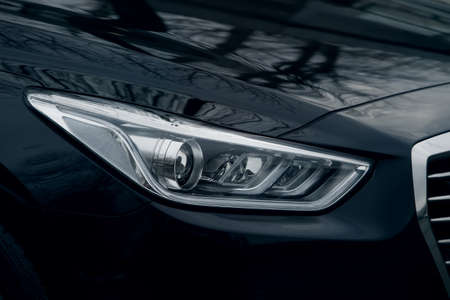 headlight of  modern prestigious car close up