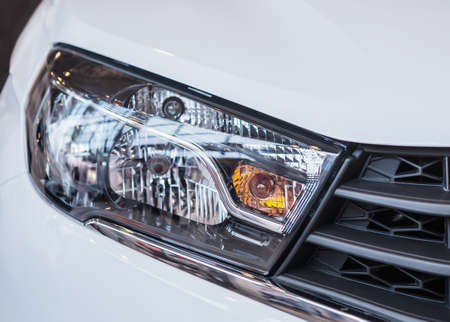 glass white car  headlamp. close-up. detailの写真素材