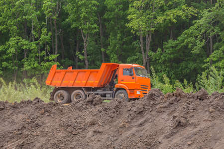 large dumper on a motorway under constructionの写真素材
