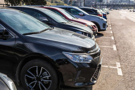 Cars For Sale Stock Lot Row. Car Dealer Inventoryの写真素材