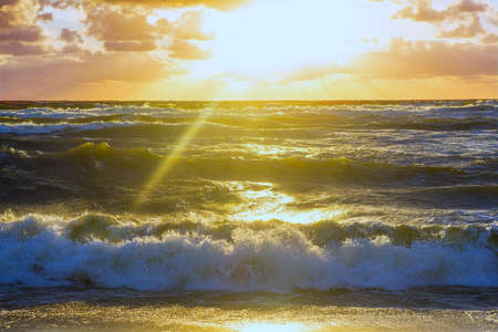Storm on the Sea during sunset landscape