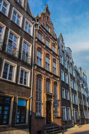 Facades of old European buildings in the historic center of the city