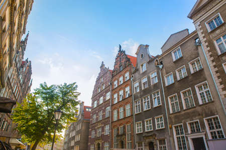 Facades of old European buildings in the historic center of the city