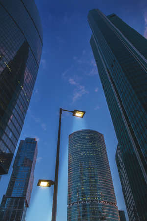 Modern high corporate buildings at night