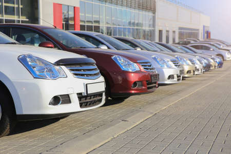 Cars For Sale Stock Lot Row. Car Dealer Inventory