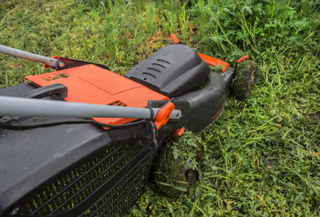 Lawn Mower Grass Cutting Close-up