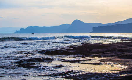 Beautiful mountains on the sea coastの写真素材