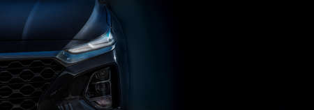 Headlight of  modern prestigious car close up