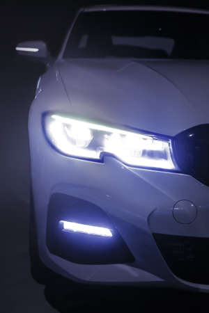 headlight of  modern prestigious car close up
