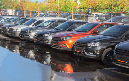 Cars For Sale Stock Lot Row. Car Dealer Inventoryの写真素材