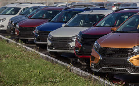 Cars For Sale Stock Lot Row. Car Dealer Inventory