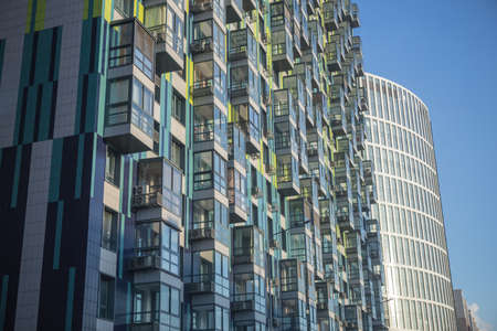 Facades of new modern apartment buildingsの写真素材