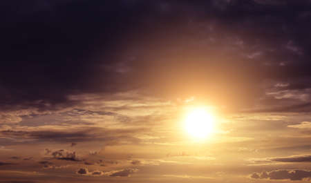 Heavenly landscape with the sun in beautiful clouds