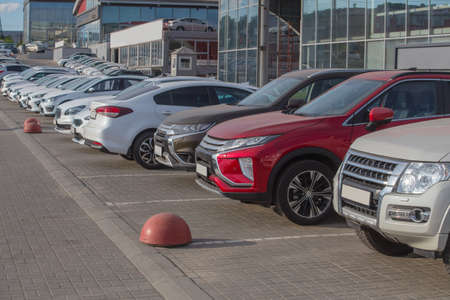 Cars For Sale Stock Lot Row. Car Dealer Inventoryの写真素材