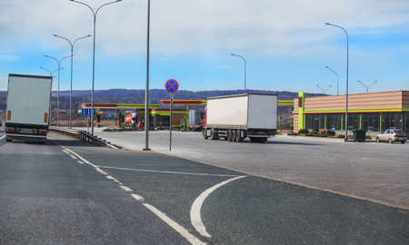 Gas station and shop on the suburban highway