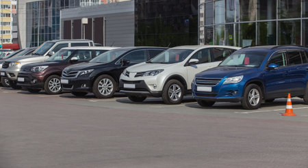 Cars For Sale Stock Lot Row. Car Dealer Inventoryの写真素材