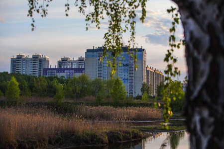 New Modern Residential Area by the Riverの写真素材