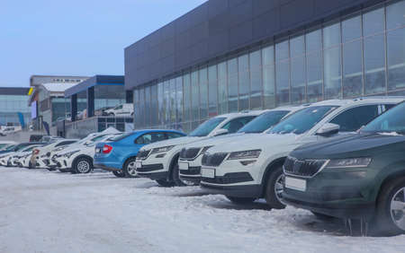 Cars For Sale Stock Lot Row. Car Dealer Inventory