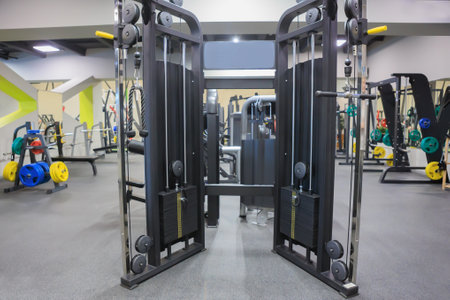 Various exercise equipment in the gymの写真素材
