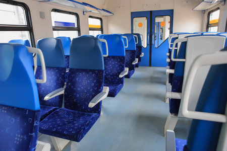 Interior of a Suburban Electric Train Carの写真素材