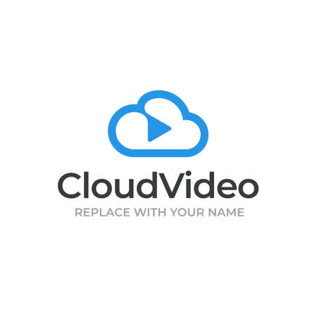 Cloud logo with video and cloud iconsのイラスト素材