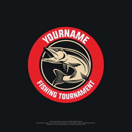 fishing tournament logo with badge styleのイラスト素材