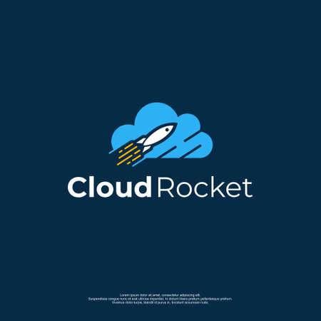 Cloud logo with rockets penetrating cloudsのイラスト素材