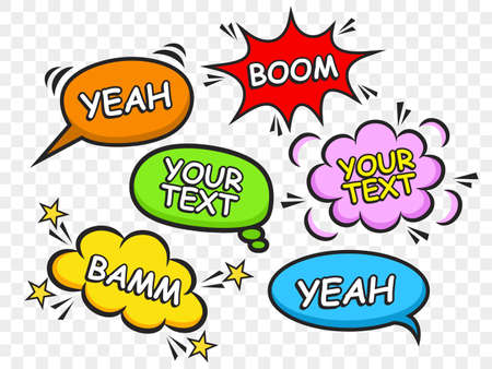 Comic speech bubbles with bright colors