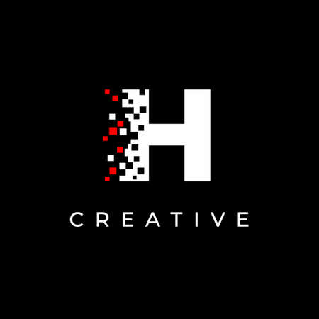 Letter H logo design template with with debris effectのイラスト素材