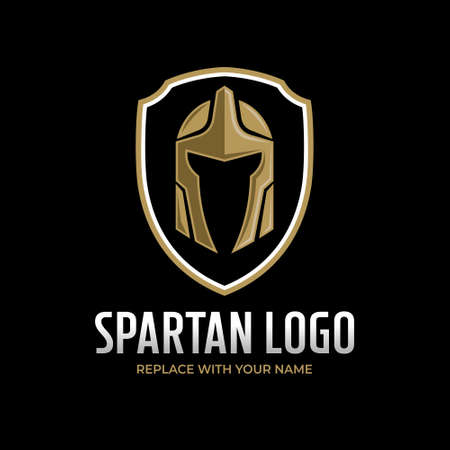 Spartan helmet logo with gold colorのイラスト素材