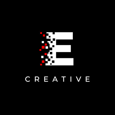Letter E logo design template with with debris effectのイラスト素材