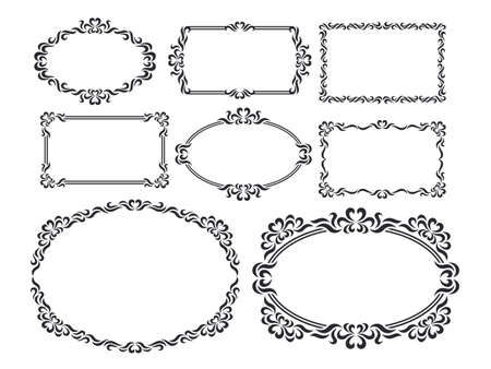 Ornamental design corners set with black flat colorのイラスト素材