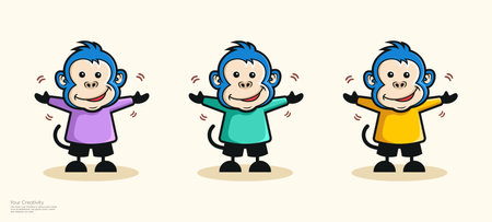 Vector illustration of a cute monkey character mascot design smilingのイラスト素材