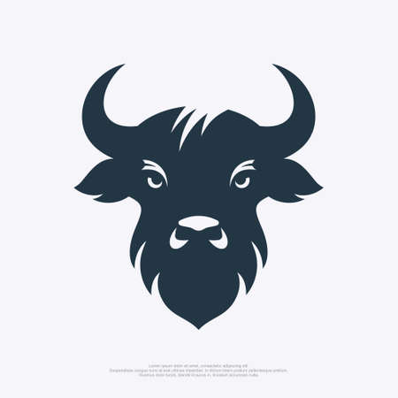Vector silhouette of buffalo heads in a minimalist styleのイラスト素材