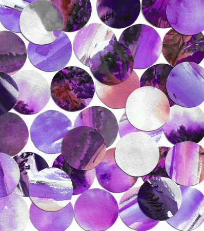 violet pink purple circles.stamp texture circle scratched label backgrounds. round button elementsの写真素材