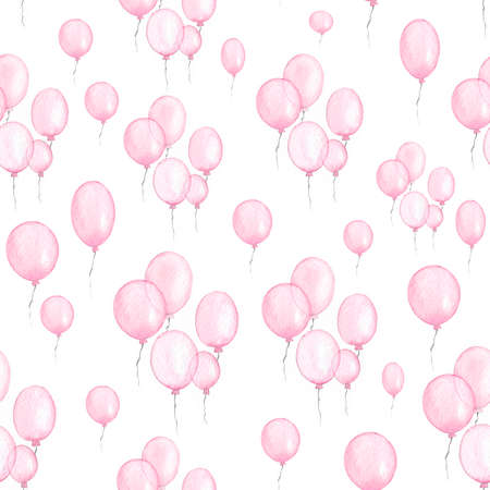 watercolor pink air balls seamless patternの写真素材