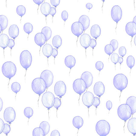 watercolor purple air balls seamless patternの写真素材