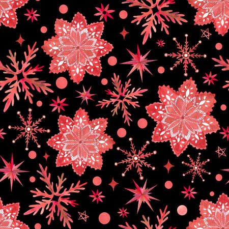 Seamless watercolor pattern with snowflakes.の写真素材