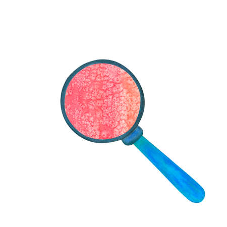 bacteria, microbes, blood and viruses under a magnifying glassの写真素材