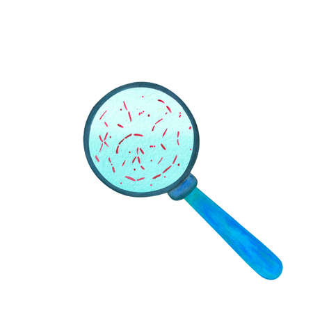 bacteria, microbes and viruses under a magnifying glassの写真素材