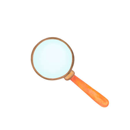 watercolor illustration with magnifying glassの写真素材