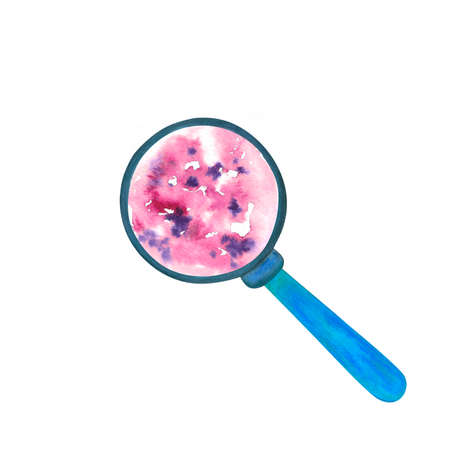 Bacteria, microbes, blood and viruses under a magnifying glassの写真素材