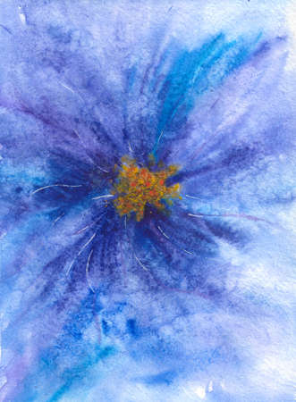 Watercolor abstract purple blue flowerの写真素材