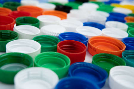 Composition with plastic bottles and capsの写真素材