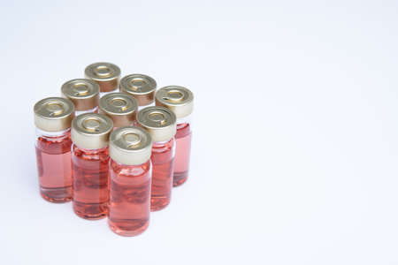 Vial glasses for vaccine on white background. Top viewの写真素材