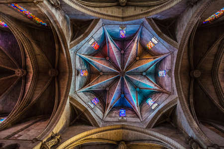 Mallorca Soller Cathedral stained-glass dome insideのeditorial素材