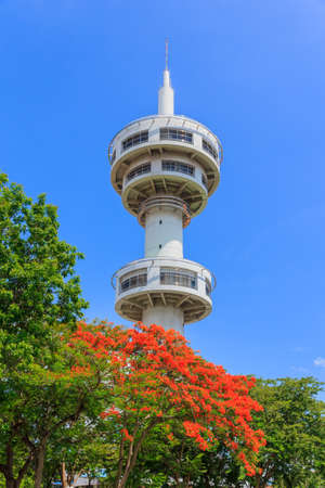 watch tower suphanburi thailand with blue skyのeditorial素材