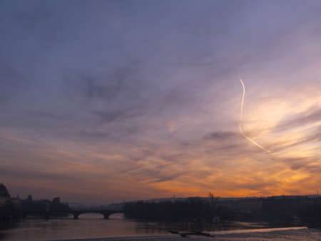 Prague Winter Sunsetの写真素材